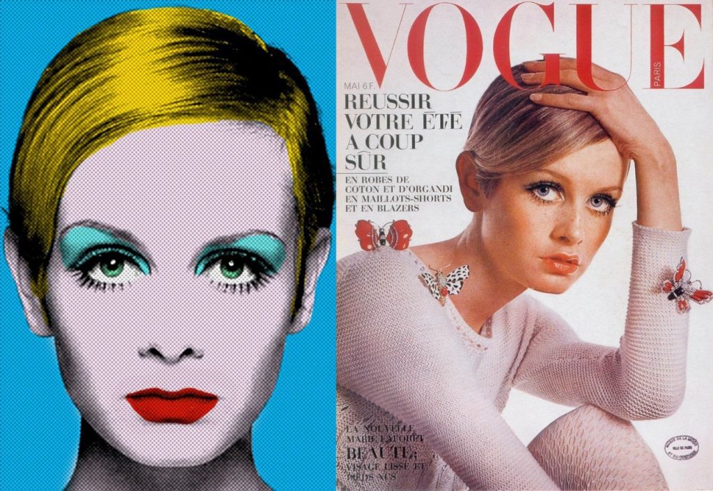 Twiggy era o ícone de beleza da época: estava nas capas das revistas de moda e nas telas de Andy Warhol