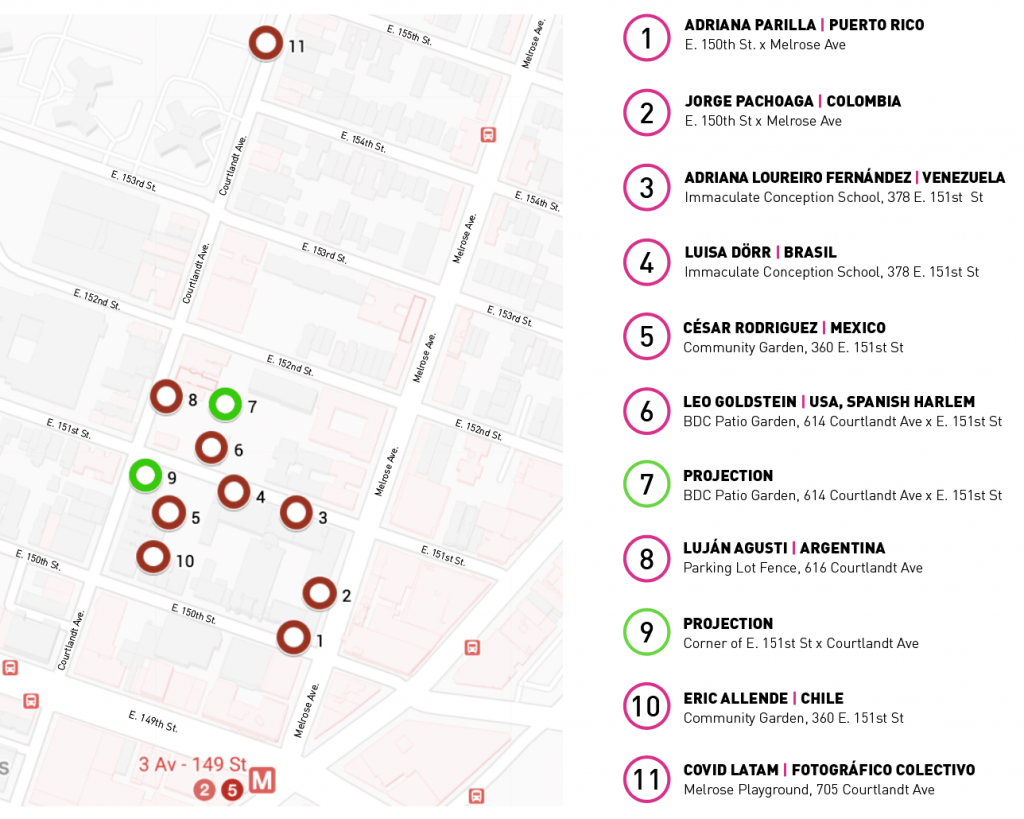 Mapa das instalações fotográficas do Latin American Foto Festival 2020