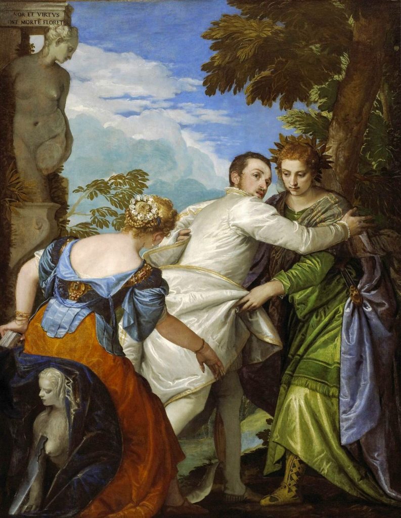The Choice Between Virtue and Vice, pintada por Paolo Veronese 