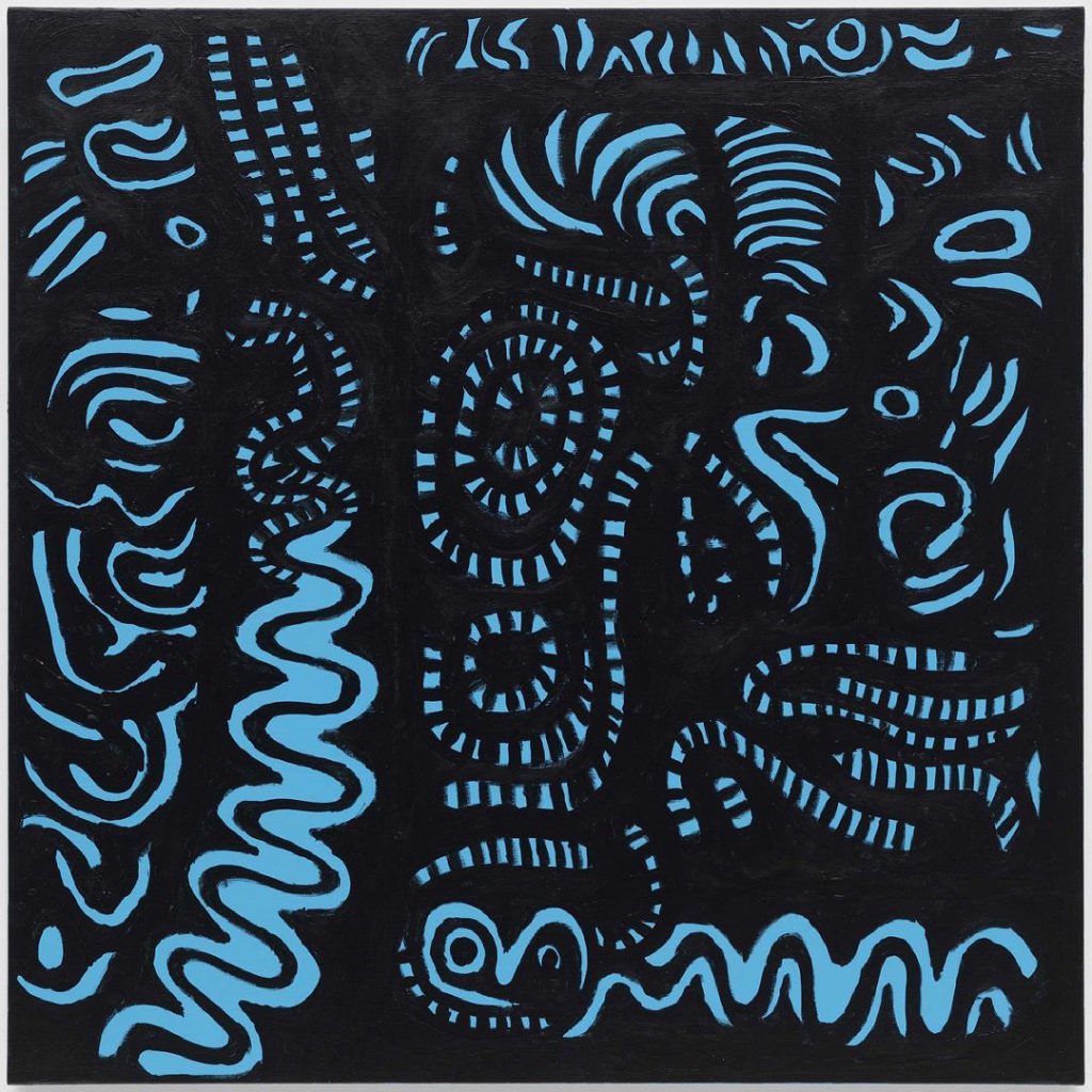 Yayoi Kusama, A SCENE I PAINTED ON CHANCING UPON MY OWN DEATH, 2020. Acrylic on canvas, 39 3/8 x 39 3/8 inches (100 x 100 cm).