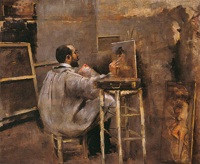 Pintor no Atelier, Paris, França, de Arthur Timótheo da Costa, em 1910