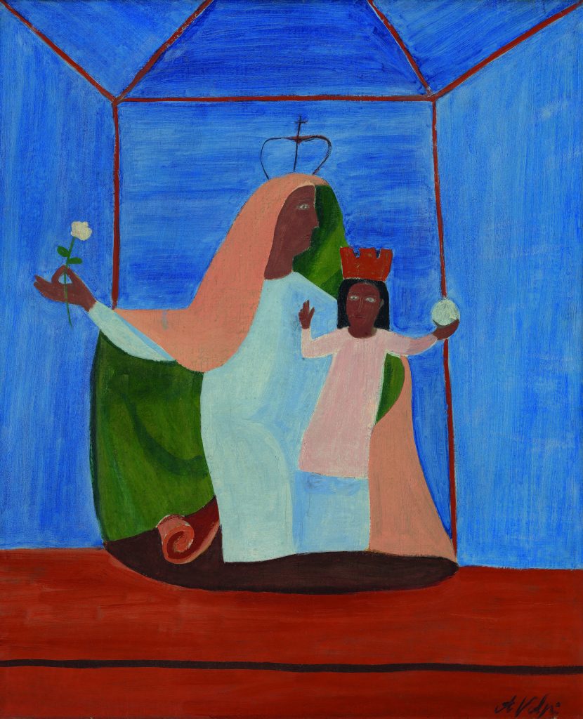 Sem título (Madona com menino), Alfredo Volpi, 1947, Têmpera sobre tela, 73 x 60 cm, Coleção Orandi Momesso, São Paulo
