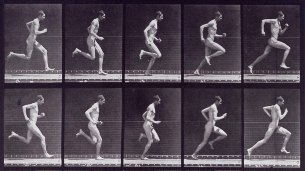 Running, parte de série fotográfica voltada à locomoção animal. Eadweard Muybridge, 1887.