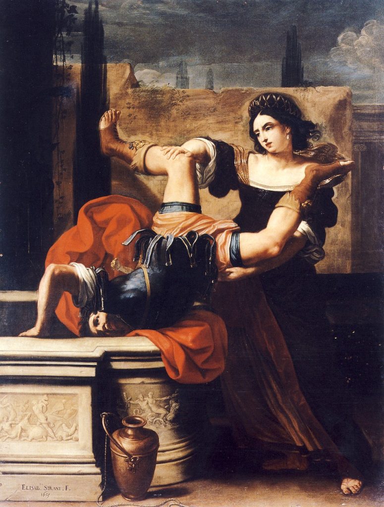 Timoclea matando o capitão de Alexandre, o Grande. Elisabetta Sirani,1659.