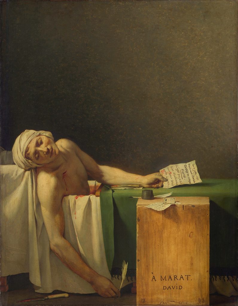 A Morte de Marat, por Jacques-Louis David
